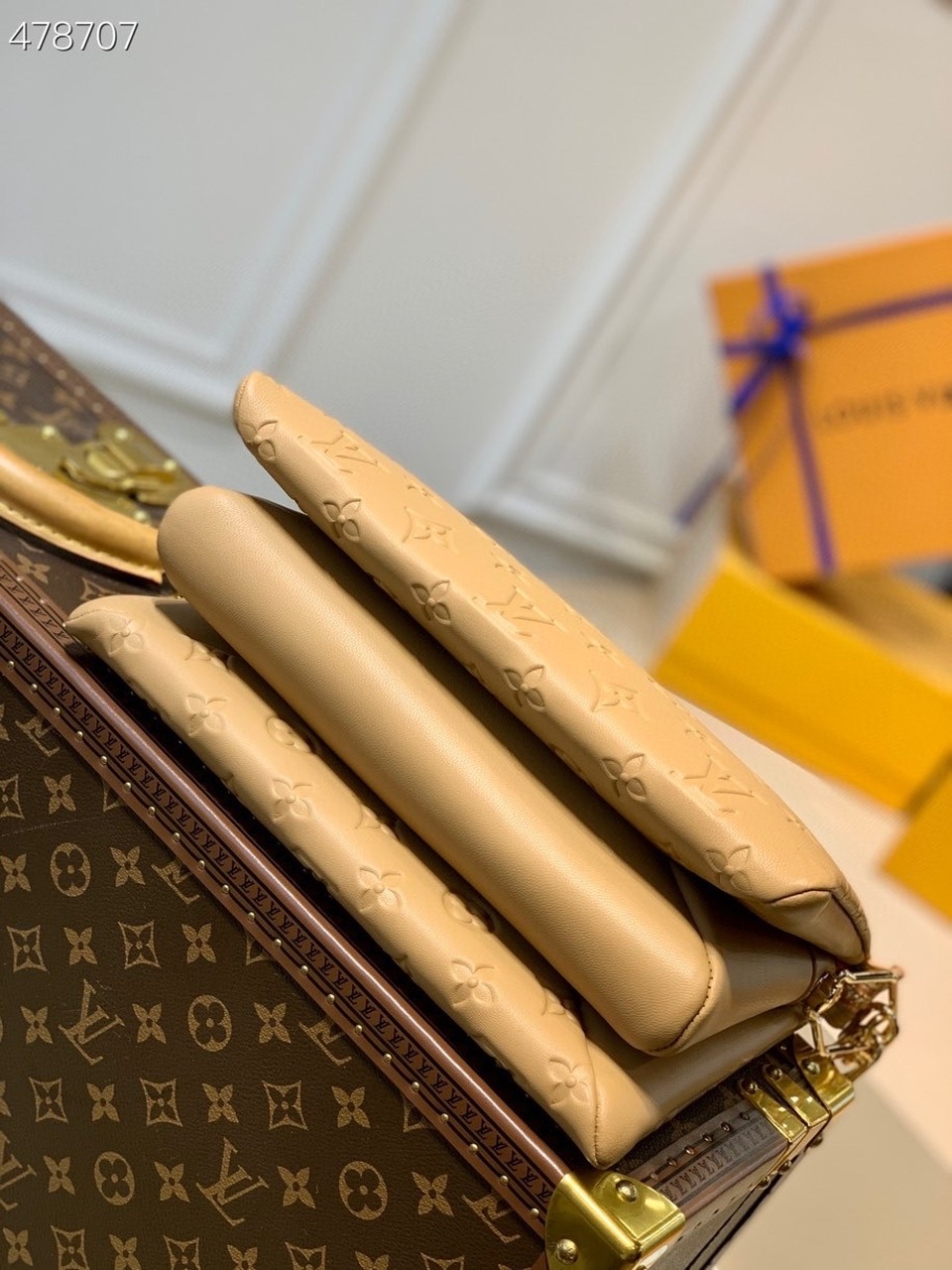 Louis Vuitton Coussin PM Monogram Embossed Puffy Cream For Women, Women’s Handbags, Shoulder And Crossbody Bags 10.2in/26cm LV