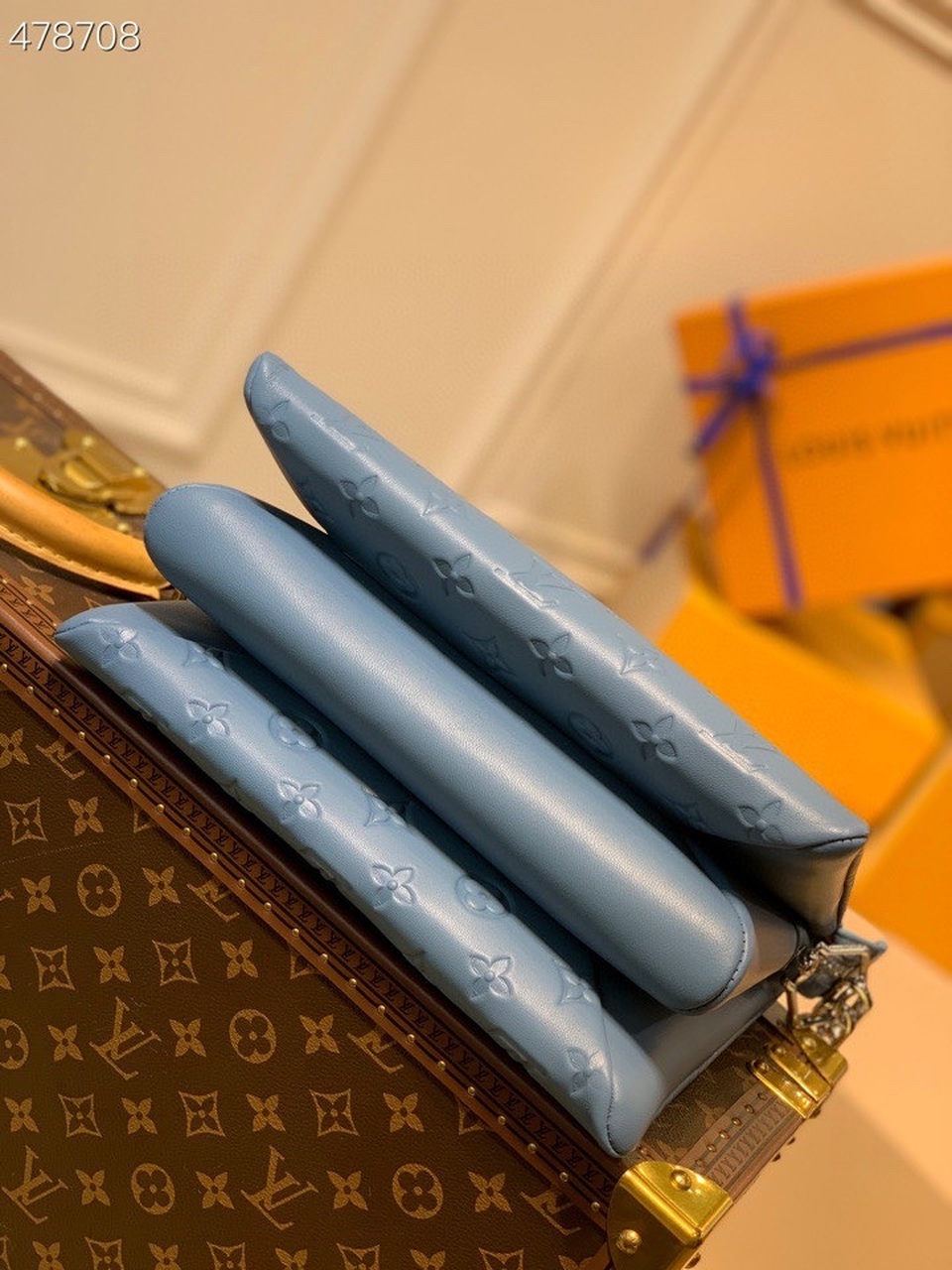Louis Vuitton Coussin PM Monogram Embossed Puffy Light Blue For Women, Women’s Handbags, Shoulder And Crossbody Bags 10.2in/26cm LV