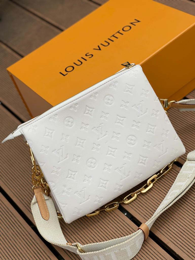 Louis Vuitton Coussin PM Monogram Embossed Puffy White For Women, Women’s Handbags, Shoulder And Crossbody Bags 10.2in/26cm