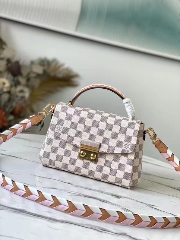 Louis Vuitton Croisette Damier Azur Canvas Pink For Women, Women’s Handbag, Shoulder And Crossbody Bags 9.8in/25cm