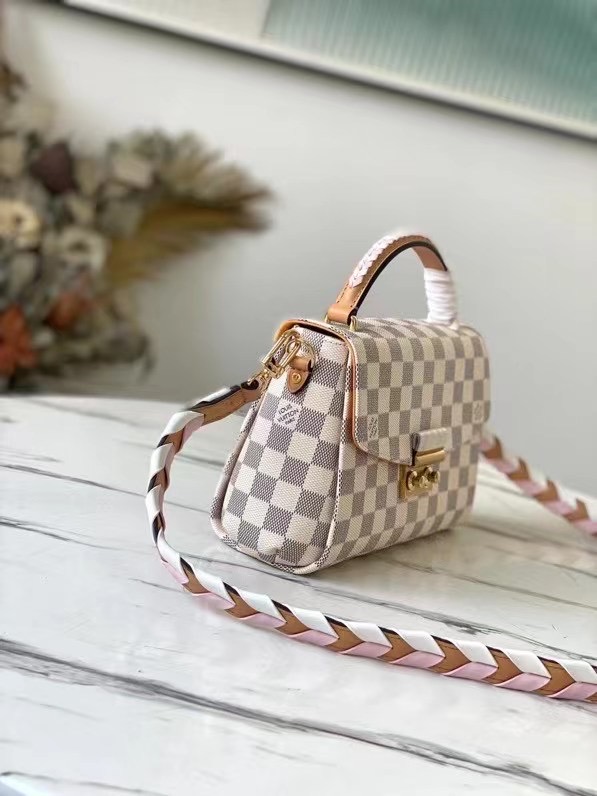 Louis Vuitton Croisette Damier Azur Canvas Pink For Women, Women’s Handbag, Shoulder And Crossbody Bags 9.8in/25cm