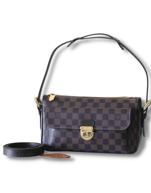Louis Vuitton Damier Ebene Ravello GM Shoulder Bag Brown For Women 9.8in/25cm