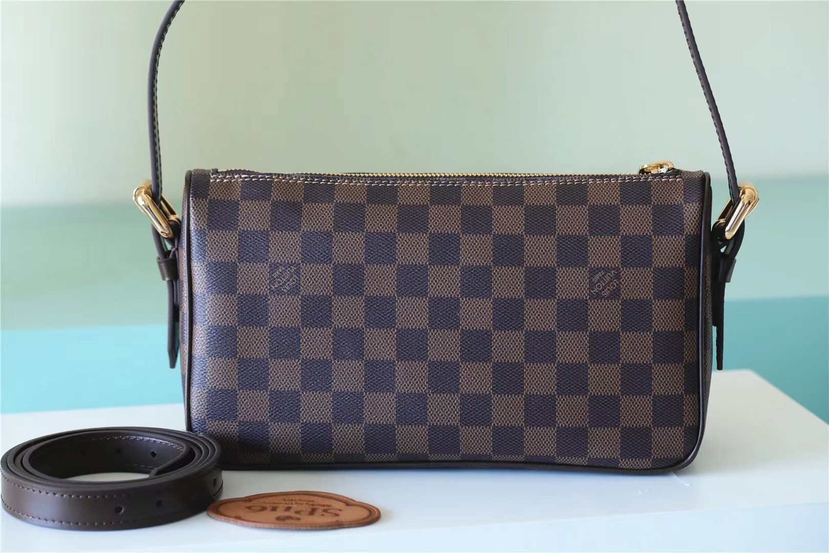 Louis Vuitton Damier Ebene Ravello GM Shoulder Bag Brown For Women 9.8in/25cm