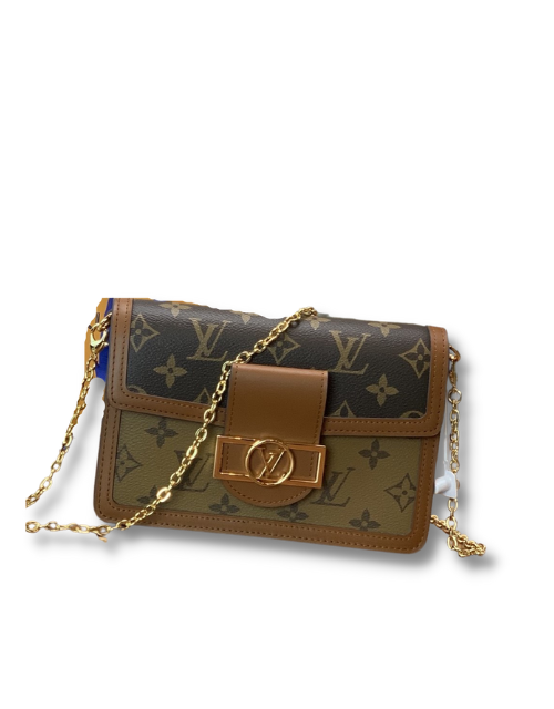 Louis Vuitton Dauphine Chain Wallet Monogram Reverse Canvas Brown For Women 7.8in/19 cm