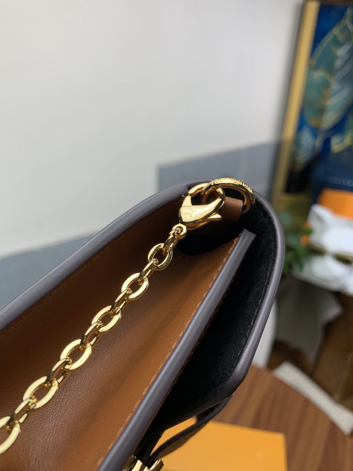 Louis Vuitton Dauphine Chain Wallet Monogram Reverse Canvas Brown For Women 7.8in/19 cm