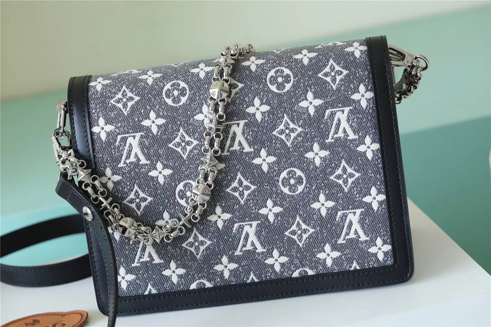 Louis Vuitton Dauphine MM Monogram Jacquard Denim Gray For Women 9.8in/25cm