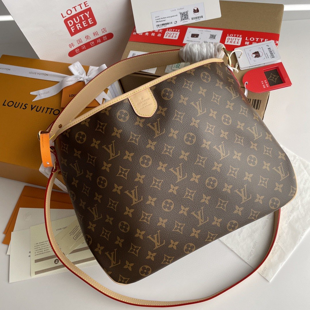 Louis Vuitton Delightful PM Monogram Canvas Natural For Women, Women’s Handbags, Shoulder Bags 33cm