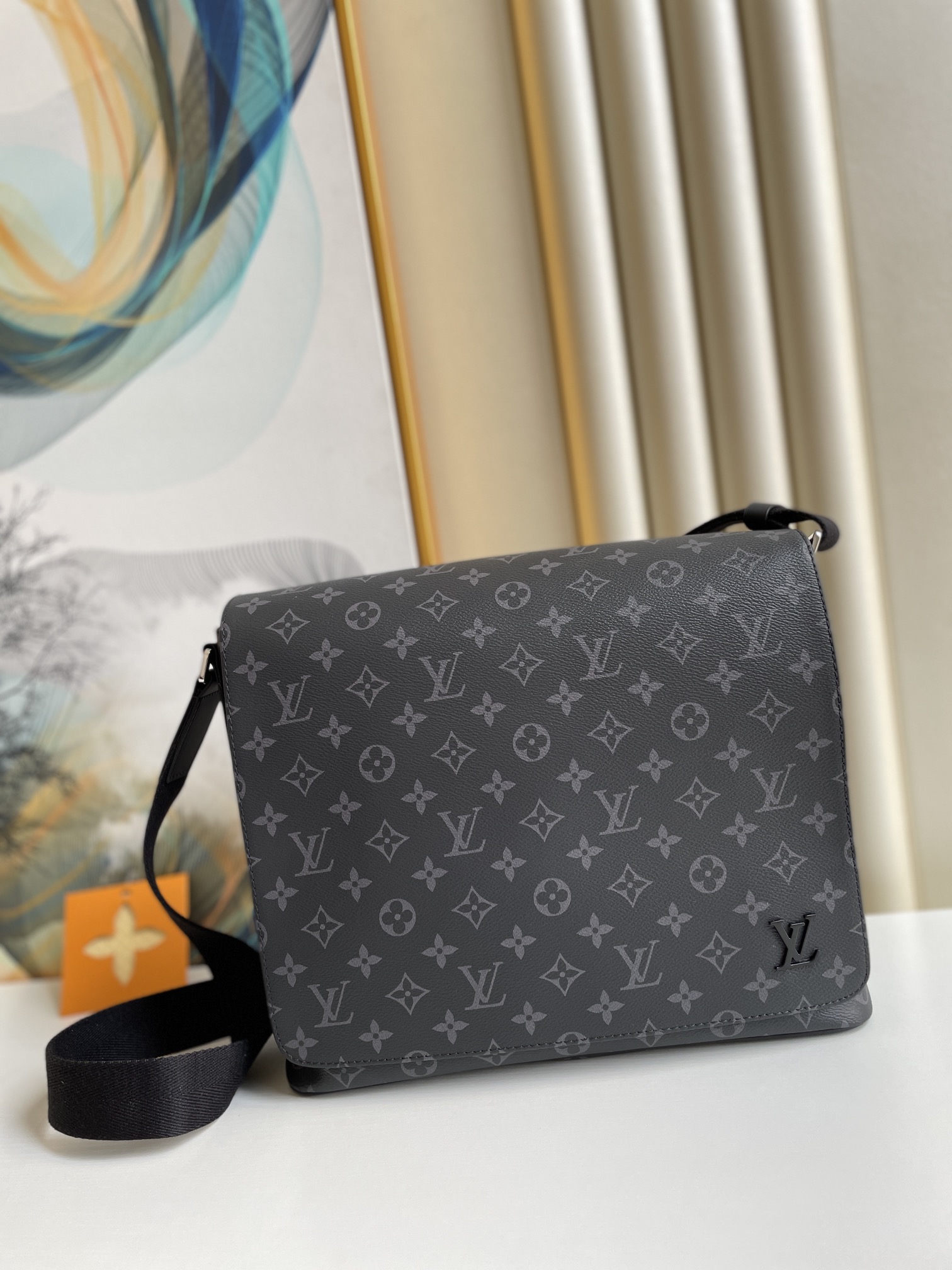 Louis Vuitton District MM Monogram Eclipse Canvas For Men, Men’s Bags, Shoulder And Crossbody Bags 12.2in/31cm