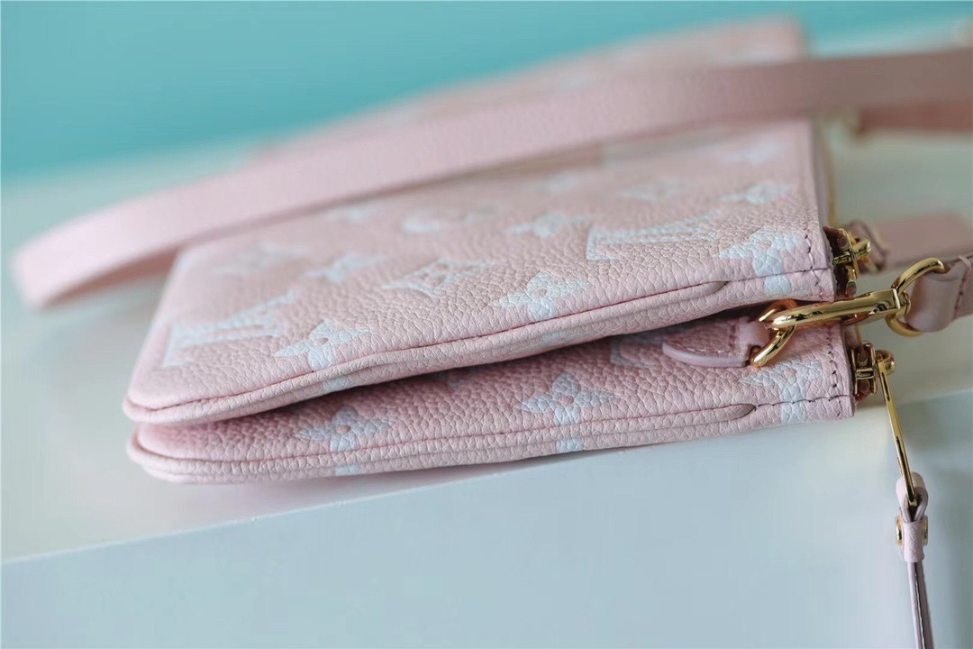 Louis Vuitton Double Zip Pochette Monogram Empreinte Candy Pink For Women, Women’s Handbags, Shoulder And Crossbody Bags 20cm/7.9in