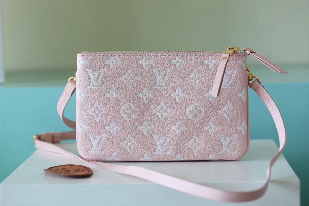 Louis Vuitton Double Zip Pochette Monogram Empreinte Candy Pink For Women, Women’s Handbags, Shoulder And Crossbody Bags 20cm/7.9in