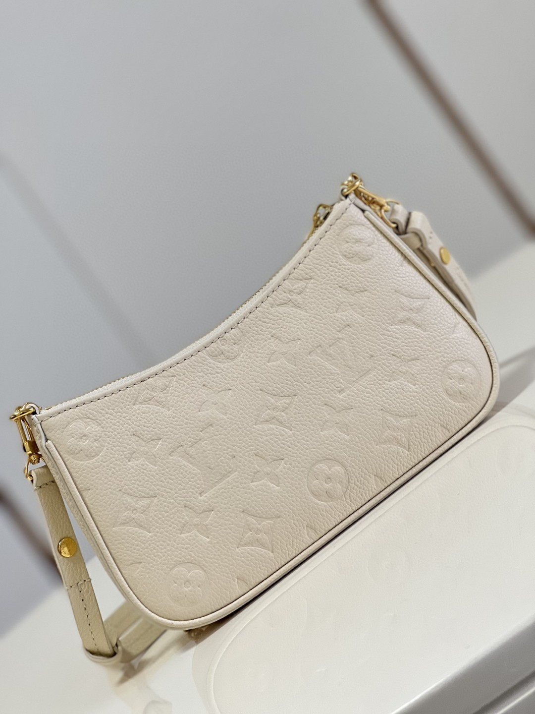 Louis Vuitton Easy Pouch On Strap Monogram Empreinte Crème White For Spring, Women’s Handbags, Shoulder Bags 7.5in/19cm
