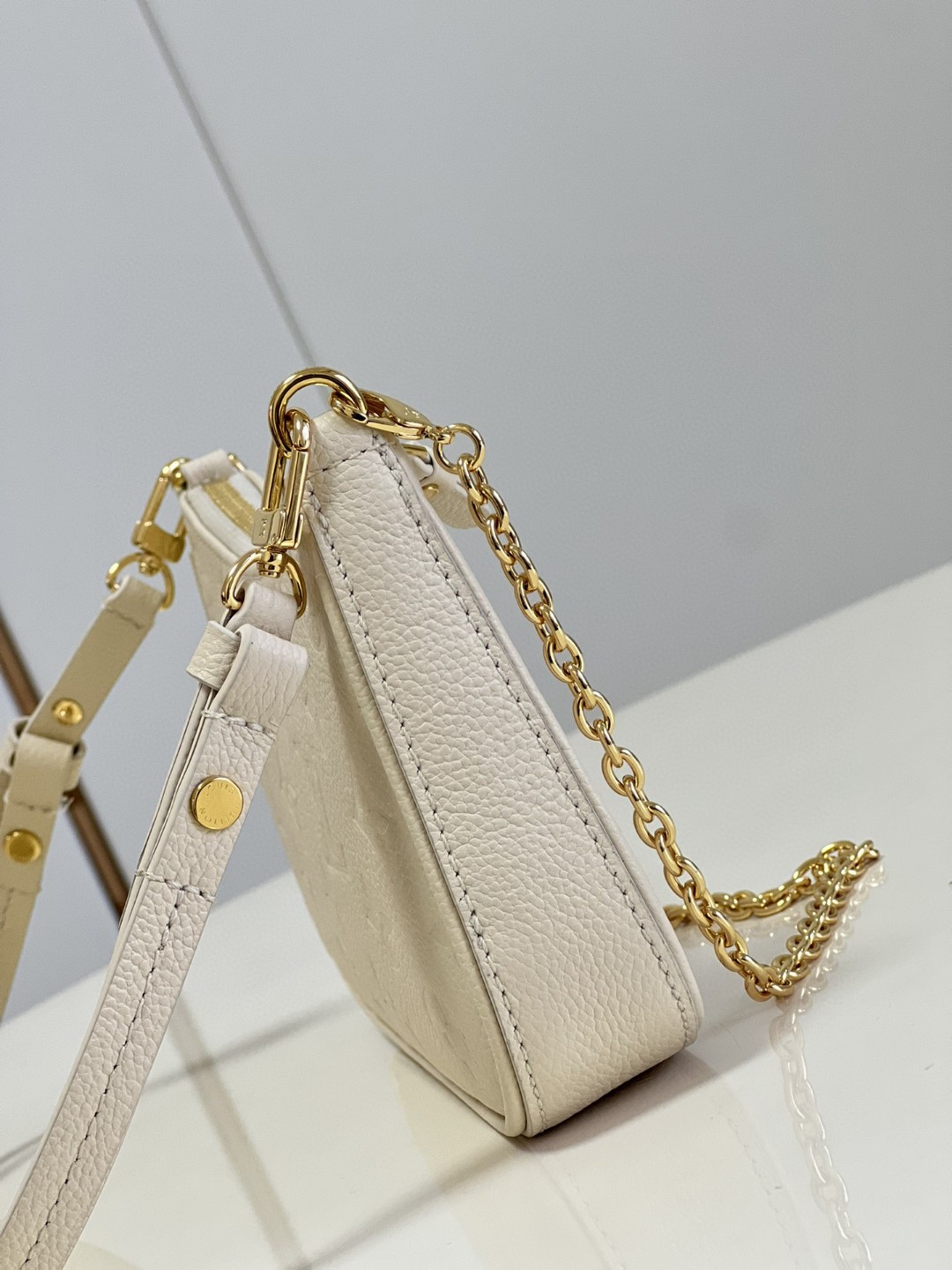 Louis Vuitton Easy Pouch On Strap Monogram Empreinte Crème White For Spring, Women’s Handbags, Shoulder Bags 7.5in/19cm