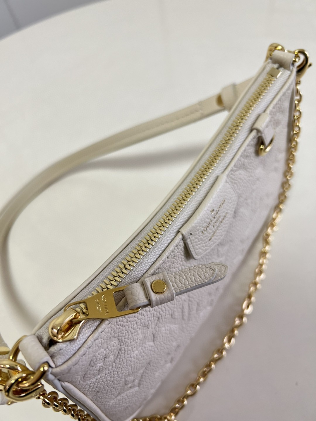 Louis Vuitton Easy Pouch On Strap Monogram Empreinte Crème White For Spring, Women’s Handbags, Shoulder Bags 7.5in/19cm