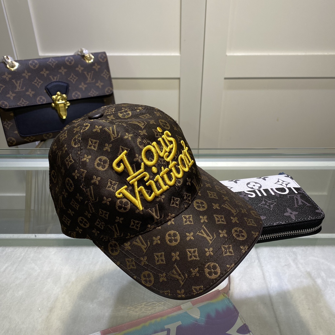 Louis Vuitton Embroidered Logo Baseball Cap Brown LV Cap