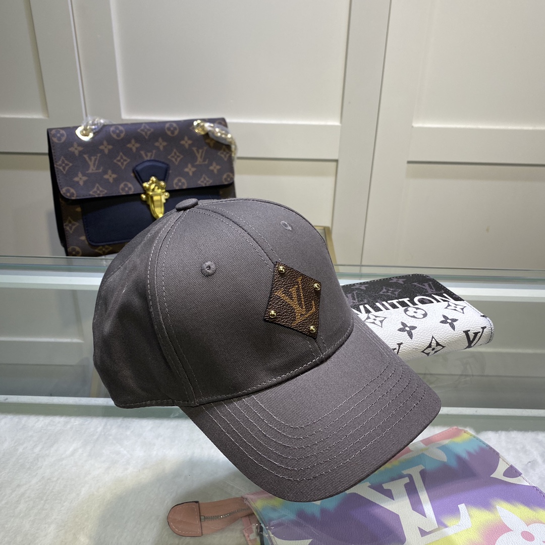 Louis Vuitton Embroidered Logo Baseball Cap Grey LV Cap