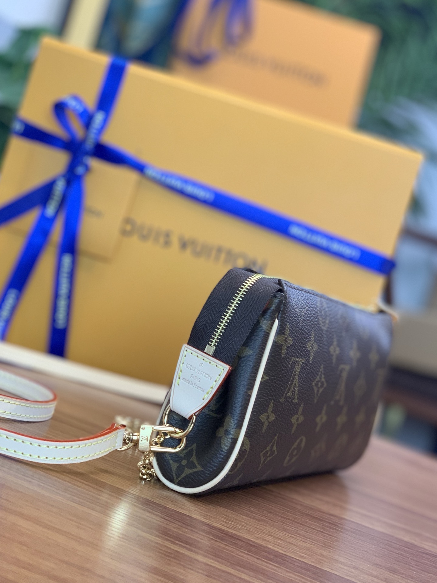 Louis Vuitton Eva 2Way Chain Monogram Canvas Shoulder Bag Brown For Women 9.8in/25cm