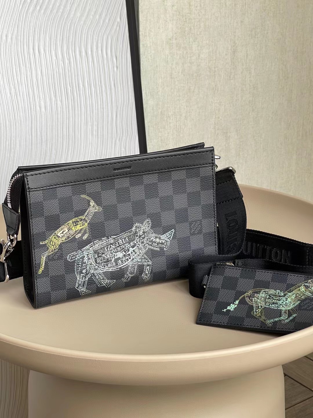 Louis Vuitton Gaston Wearable Wallet Damier Graphite For Men, Men’s Bags, Shoulder And Crossbody Bags 8.7in/22cm