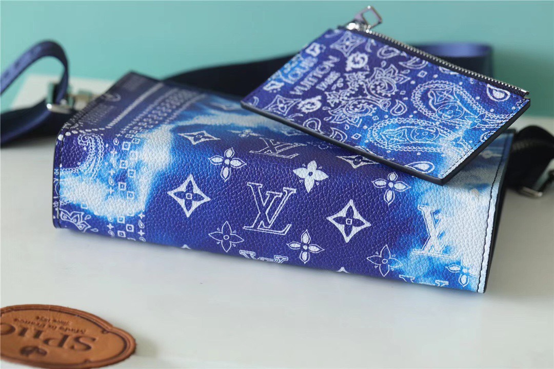 Louis Vuitton Gaston Wearable Wallet Monogram Blue For Men, Men’s Bags, Shoulder And Crossbody Bags 8.7in/22cm