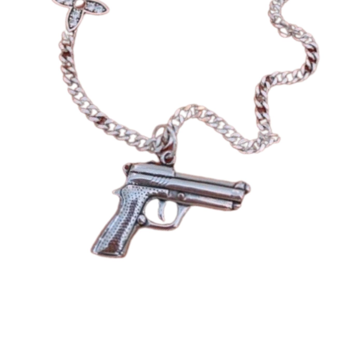 Louis Vuitton Gun Necklace Silver For Women