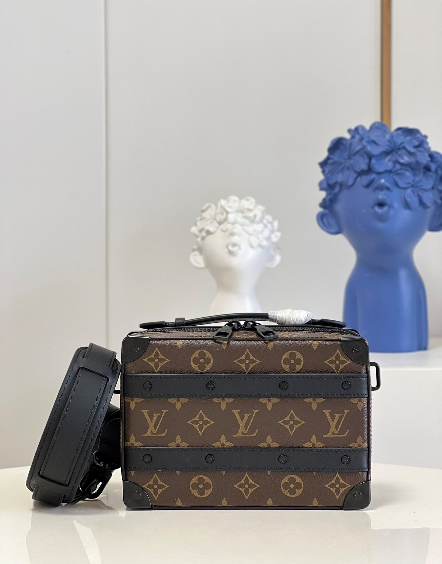 Louis Vuitton Handle Soft Trunk Monogram Macassar Canvas For Men, Men’s Bags 8.5in/22cm