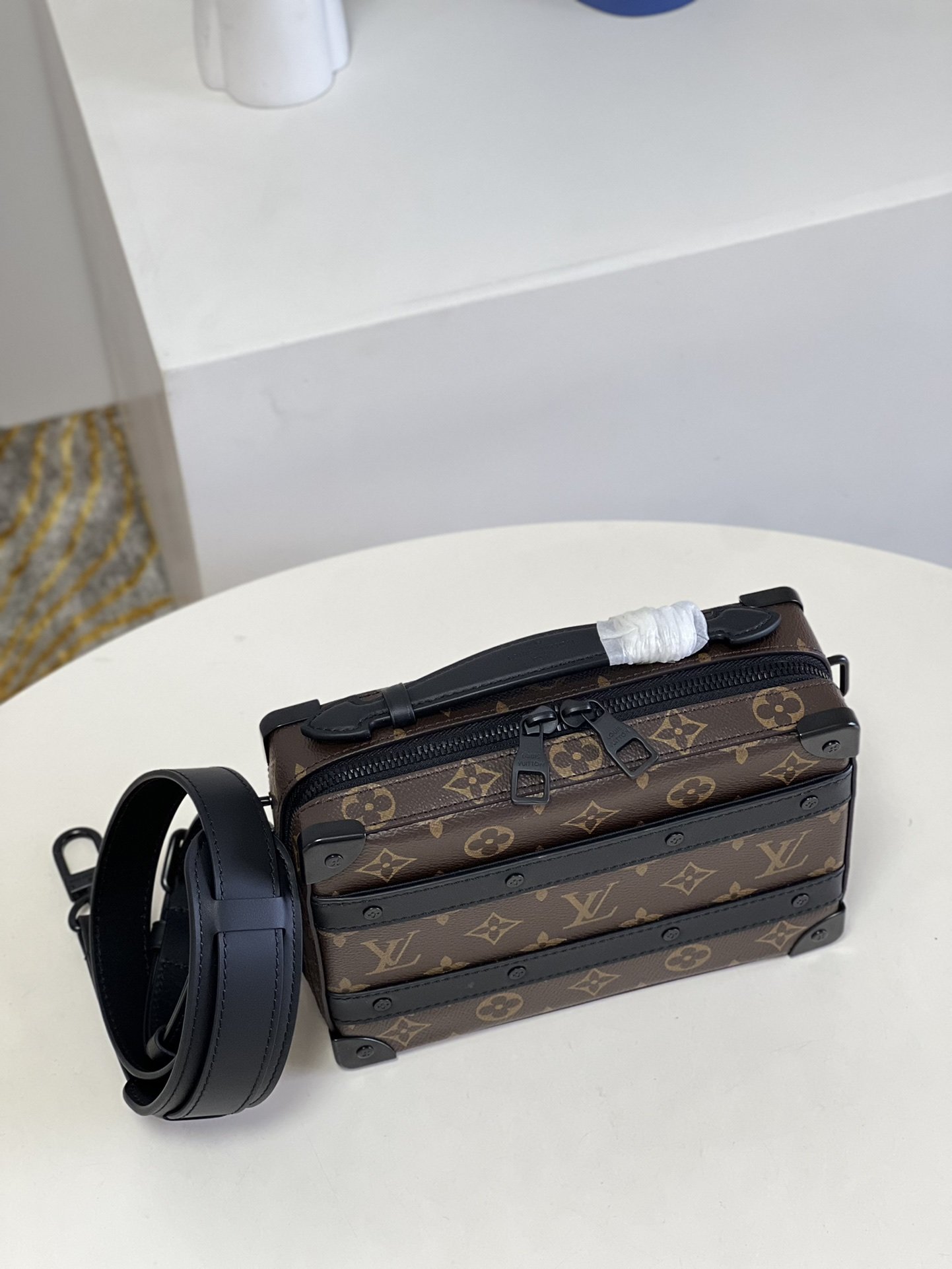 Louis Vuitton Handle Soft Trunk Monogram Macassar Canvas For Men, Men’s Bags 8.5in/22cm