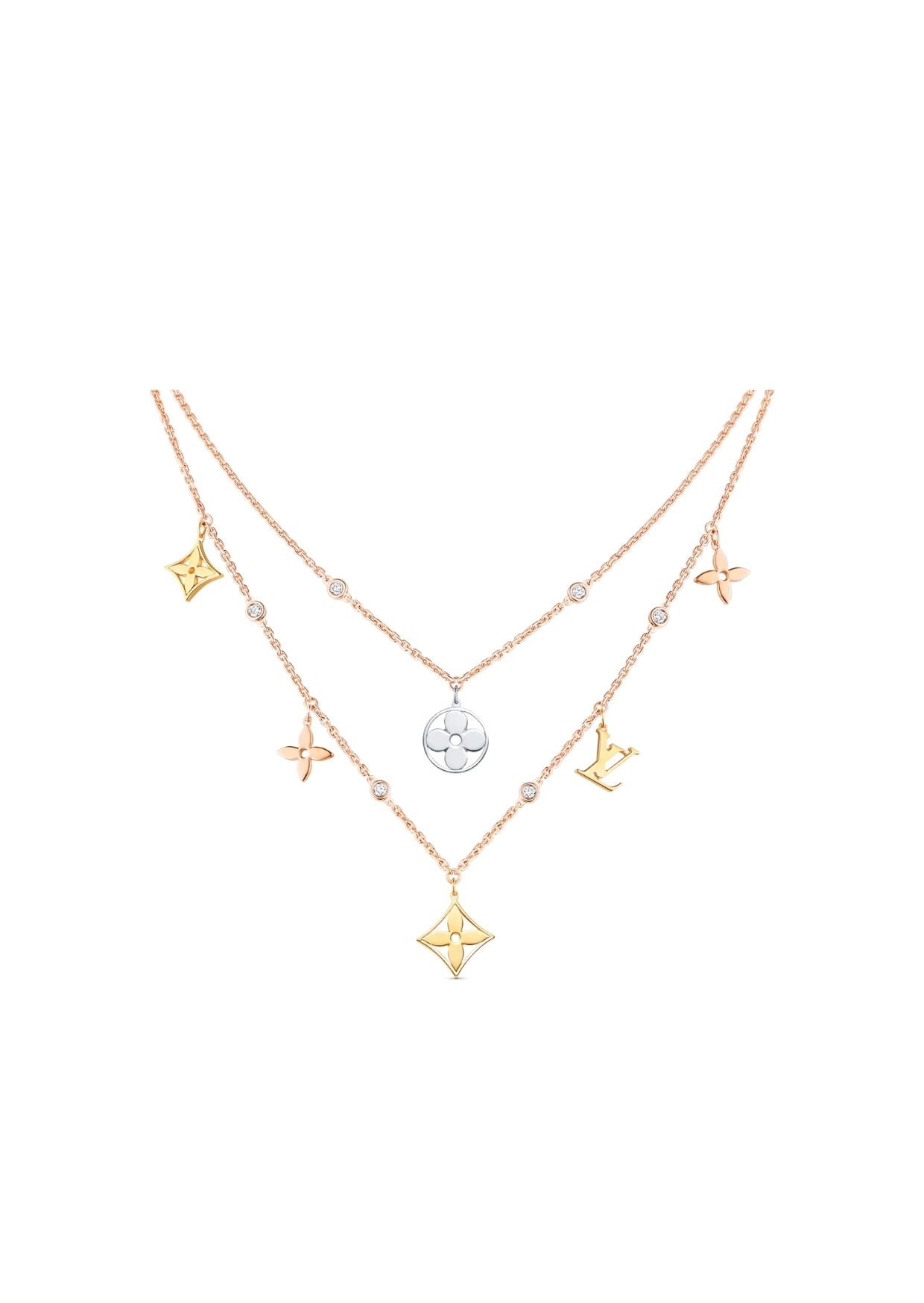 Louis Vuitton Idylle Blossom Charms Necklace Gold For Women Q94360