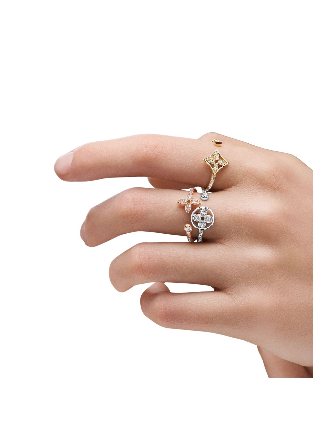 Louis Vuitton Idylle Blossom Paved Ring Gold For Women Q9R75D