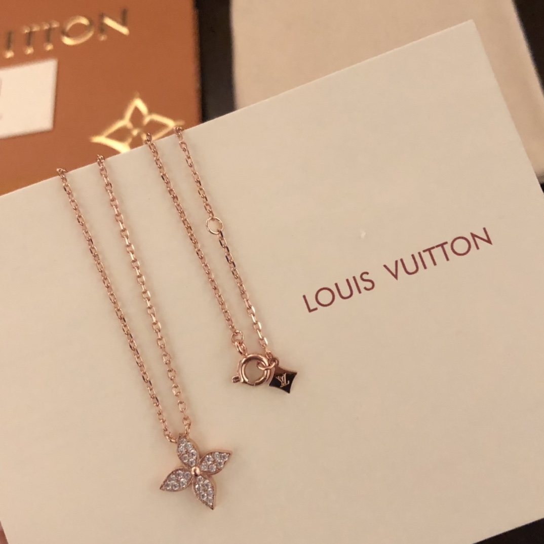 Louis Vuitton Idylle Blossom Pendant Necklace Pink Gold Tone For Women