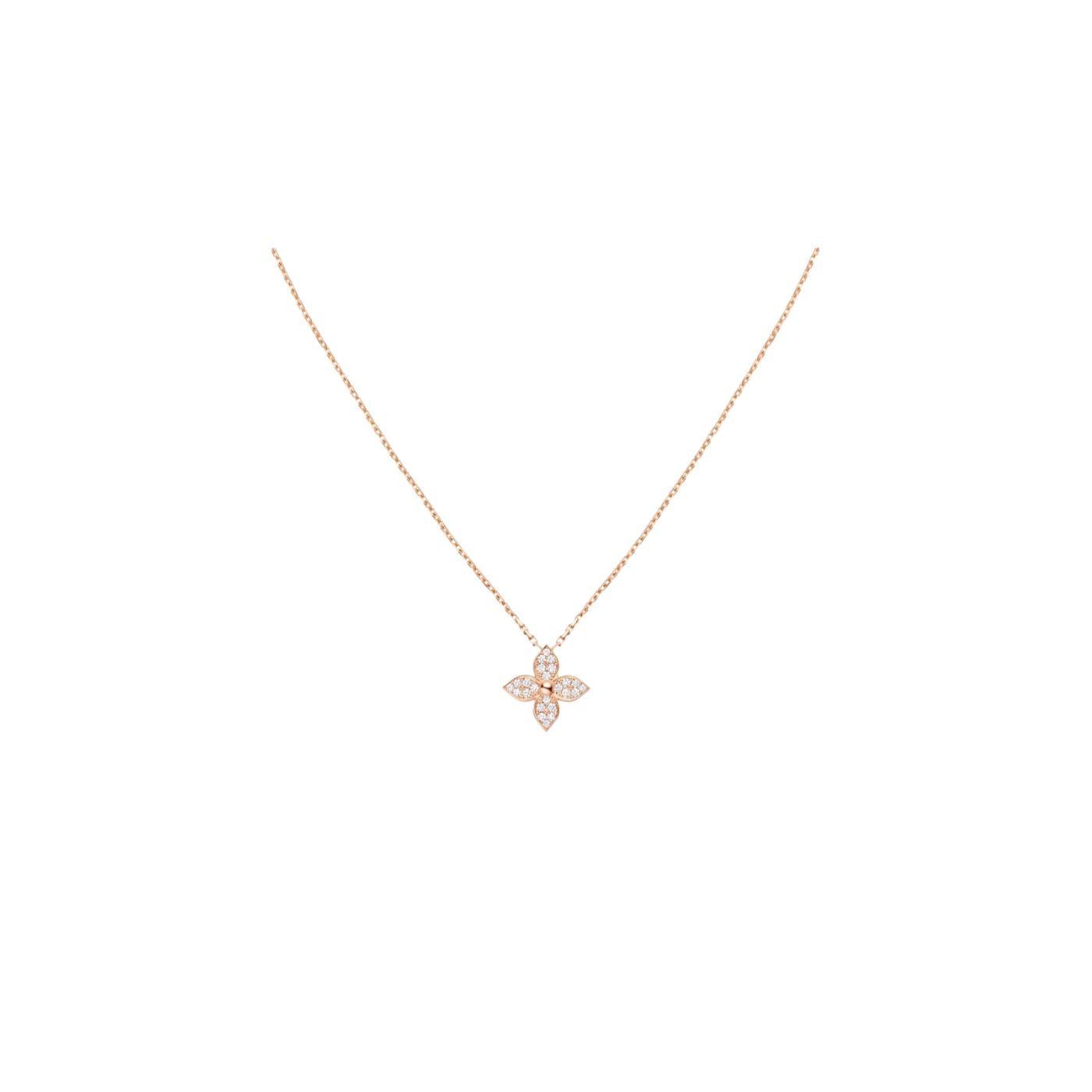 Louis Vuitton Idylle Blossom Pendant Necklace Pink Gold Tone For Women