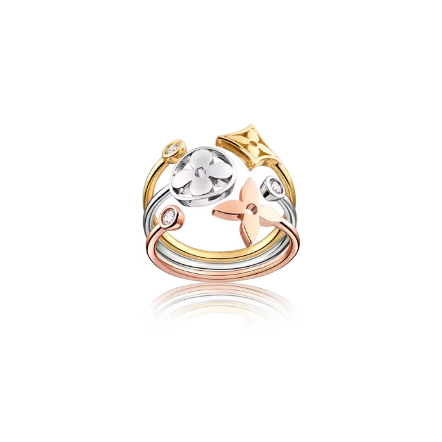 Louis Vuitton Idylle Blossom Ring, 3 Golds And Diamonds For Women- Q9F15Z
