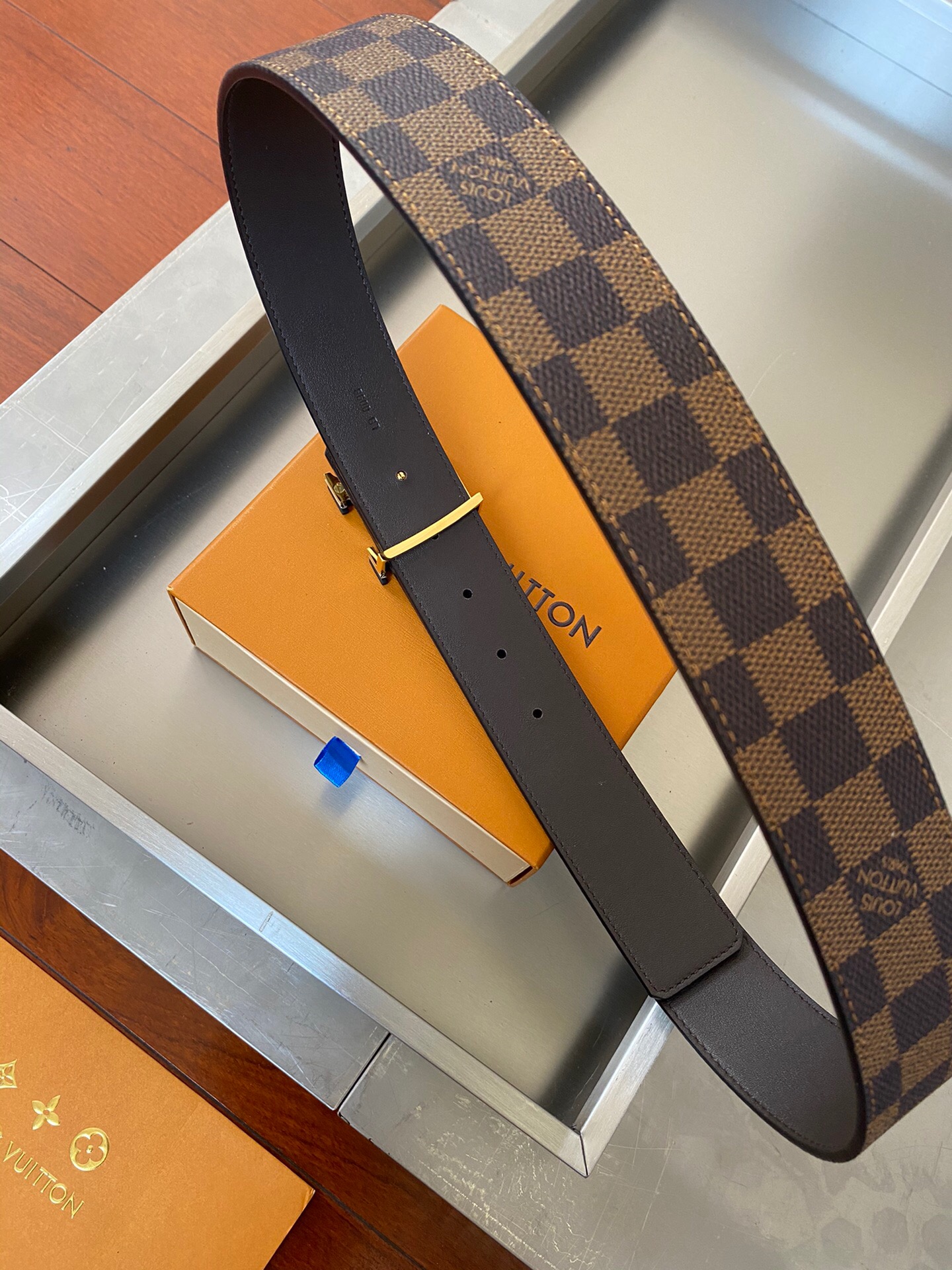 Louis Vuitton Initiales Reversible LV Belt Damier Ebene Canvas with Black Toned Hardware LV Women Belt