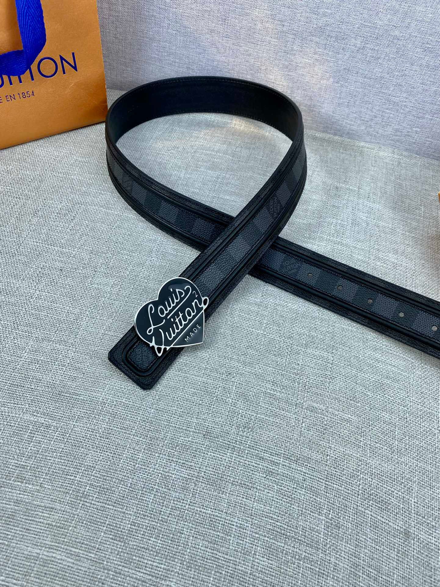 Louis Vuitton Initiales Reversible LV Belt Damier Graphite with Silver Toned Hardware LV Women Belt
