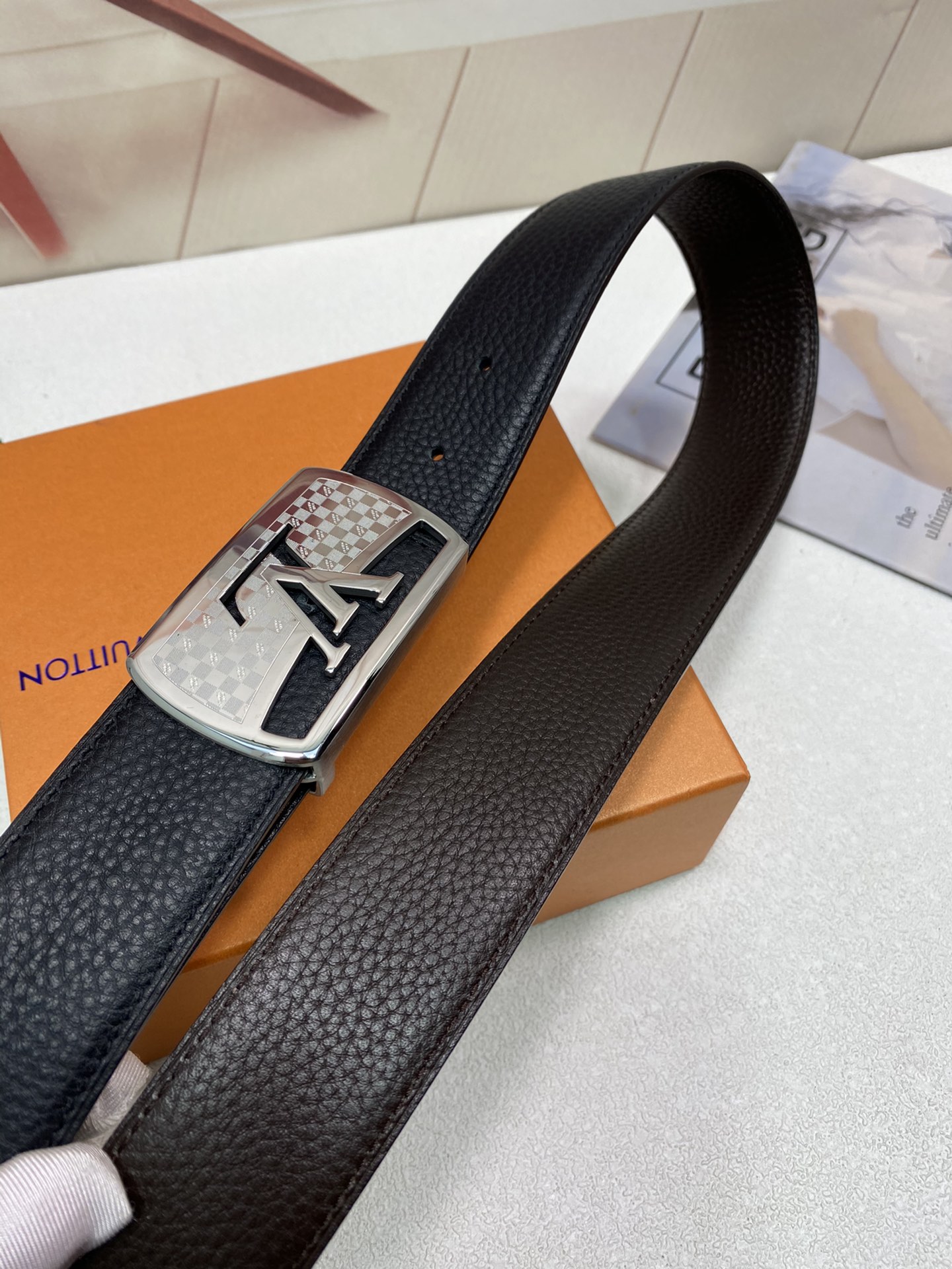 Louis Vuitton Initiales Reversible LV Belt with Silver Toned Hardware LV Women Belt