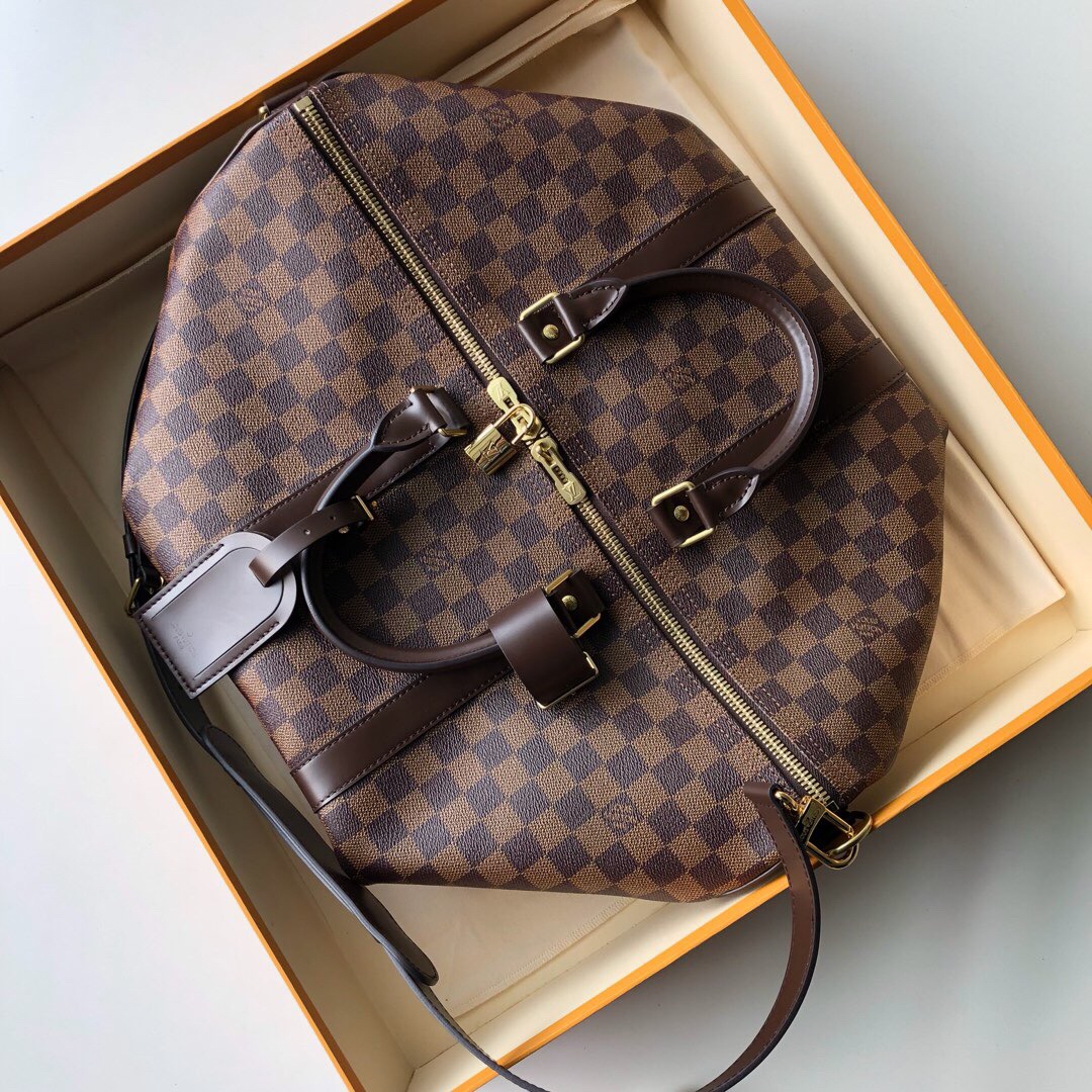 Louis Vuitton Keepall Bandoulière 45 Damier Ebene Canvas For Women, Women’s Bags 17.7in/45cm