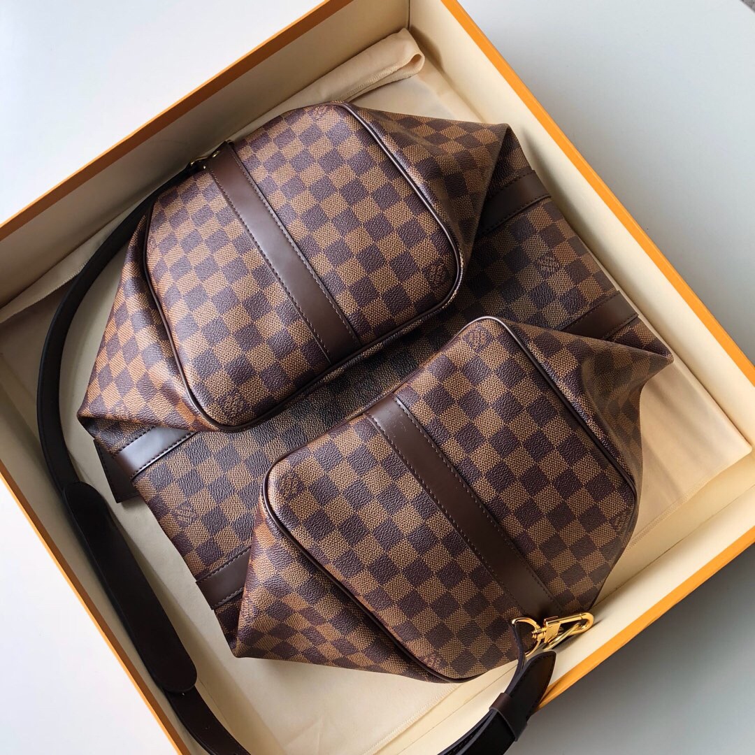 Louis Vuitton Keepall Bandoulière 45 Damier Ebene Canvas For Women, Women’s Bags 17.7in/45cm