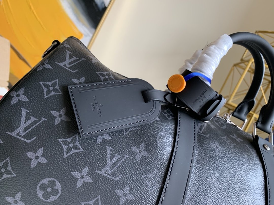 Louis Vuitton Keepall Bandouliere 45 Monogram Eclipse Canvas For Men, Men’s Bags, Travel Bags 17.7in/45cm