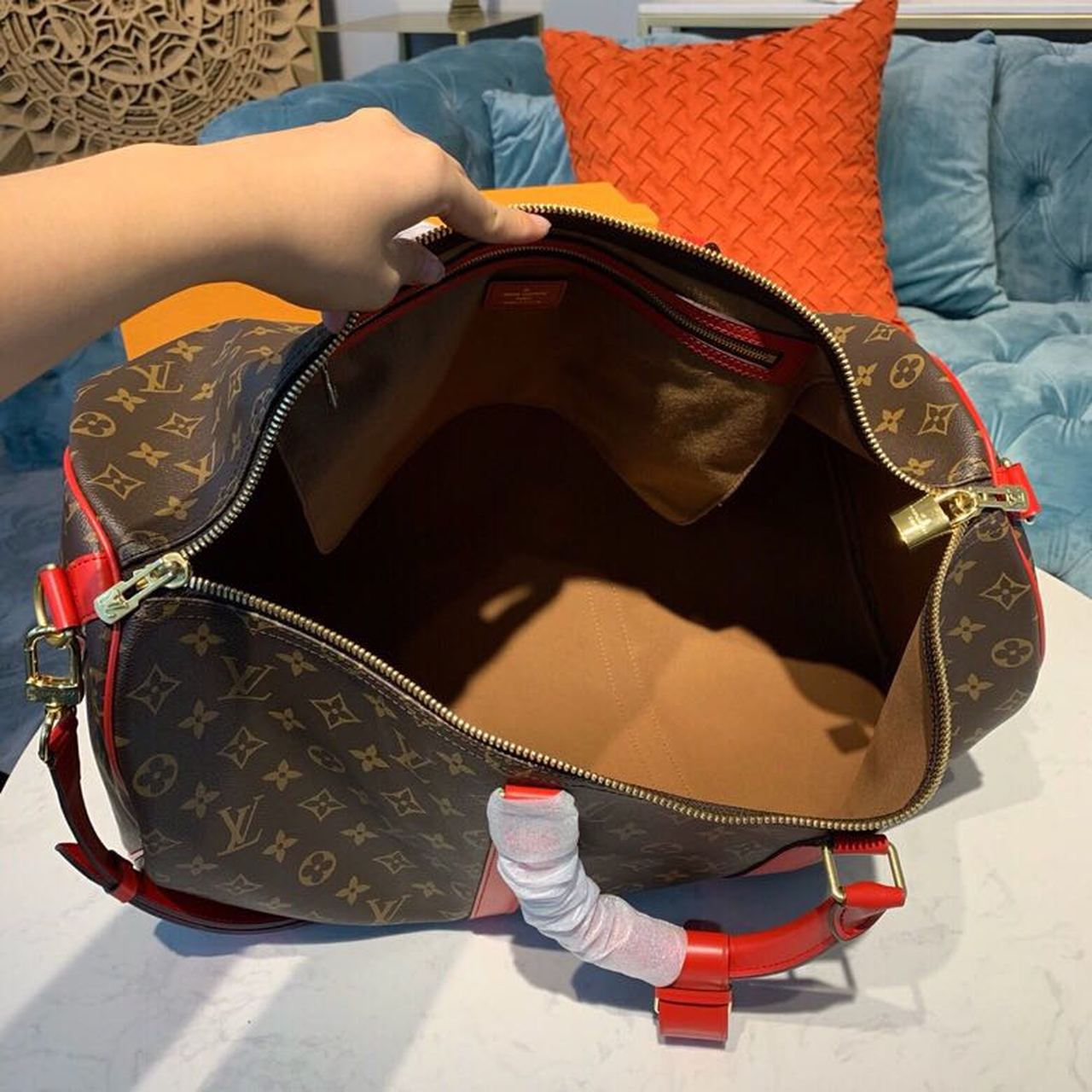 Louis Vuitton Keepall Bandouliere 50 Monogram Canvas Red For Men, Men’s Bags 19.7in/50cm