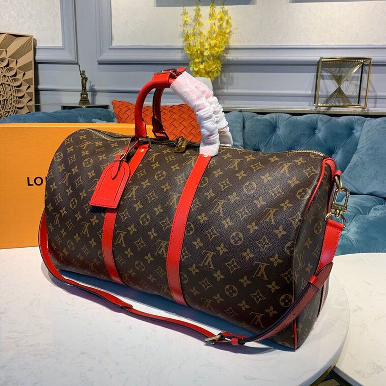Louis Vuitton Keepall Bandouliere 50 Monogram Canvas Red For Men, Men’s Bags 19.7in/50cm