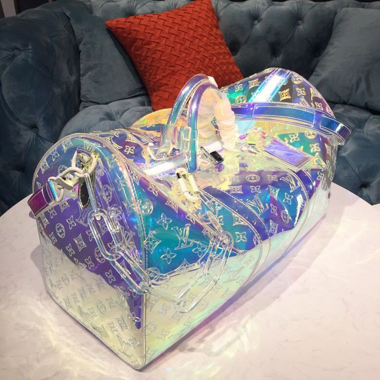 Louis Vuitton Keepall Bandouliere 50 Monogram PVC Iridescent Prism By Virgil Abloh For Men, Men’s Bags, Travel Bags 19.7in/50cm