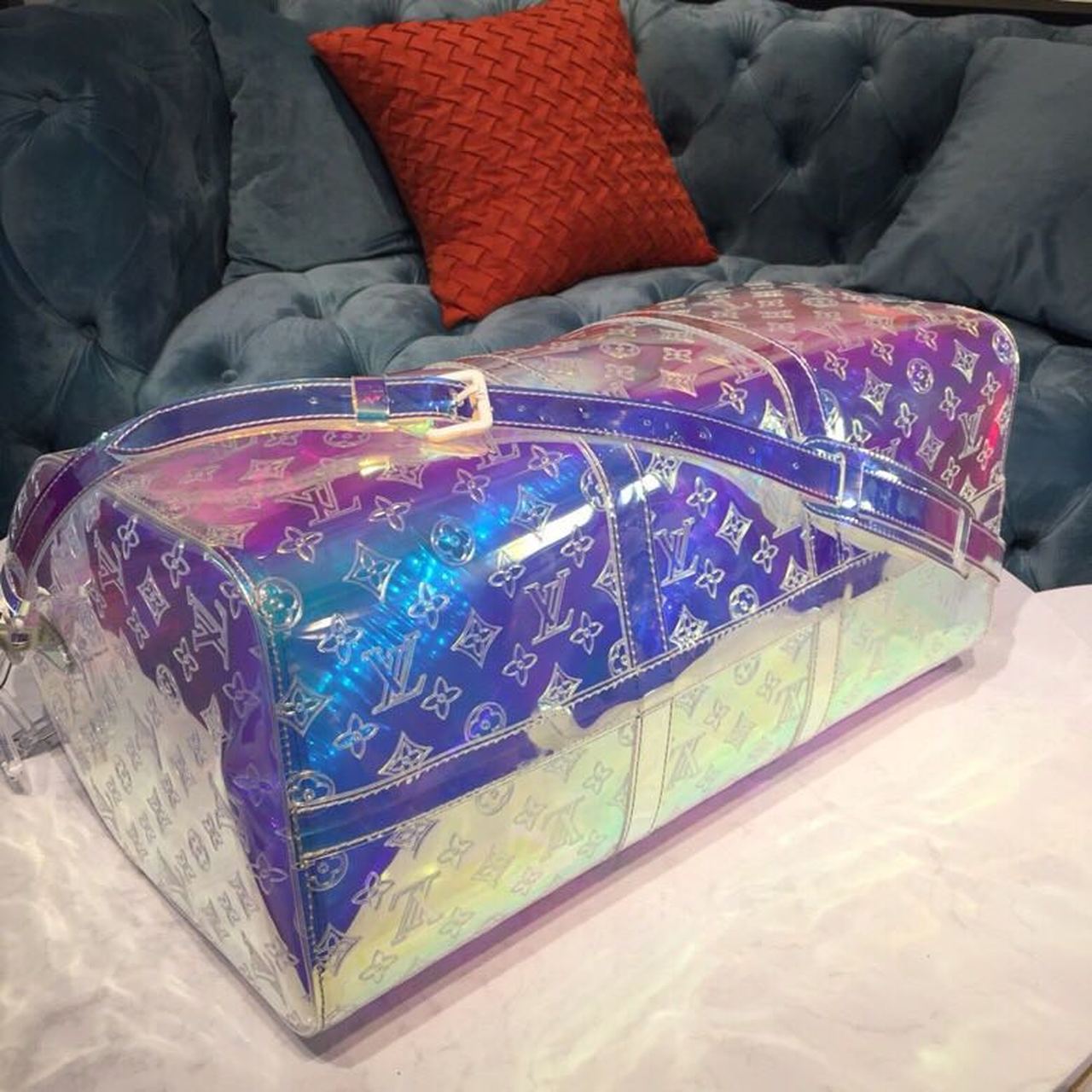 Louis Vuitton Keepall Bandouliere 50 Monogram PVC Iridescent Prism By Virgil Abloh For Men, Men’s Bags, Travel Bags 19.7in/50cm