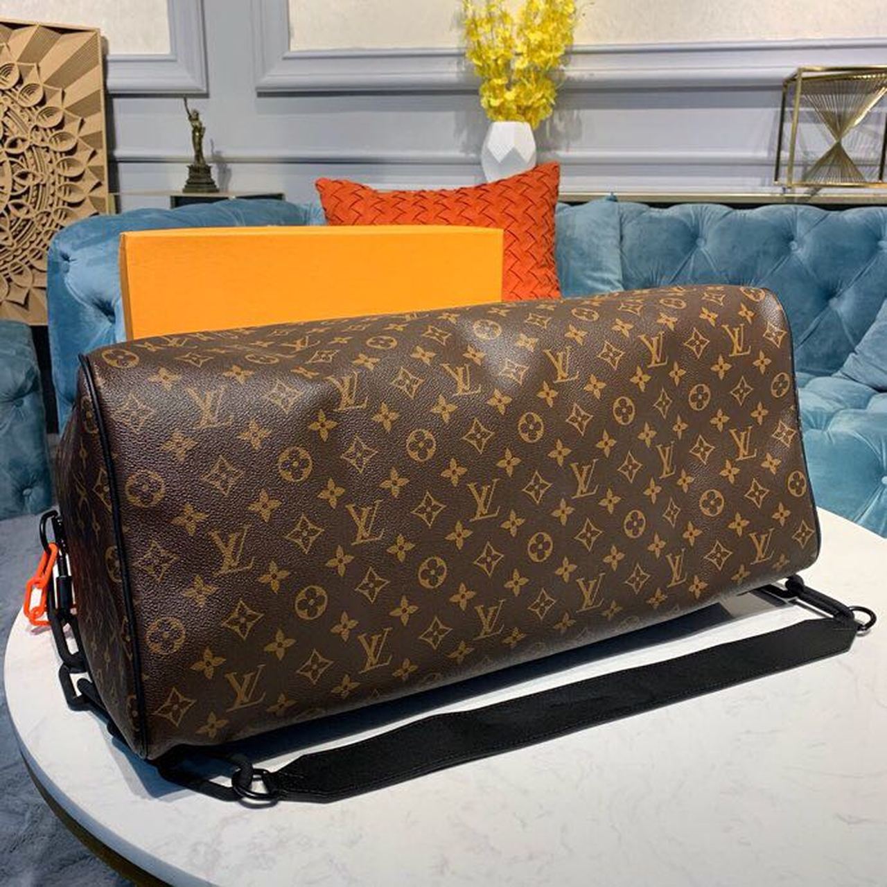 Louis Vuitton Keepall Bandouliere 50 Monogram Solar Ray Canvas Black/Orange By Virgil Abloh For Men, Men’s Bags, Travel Bags 19.7in/50cm