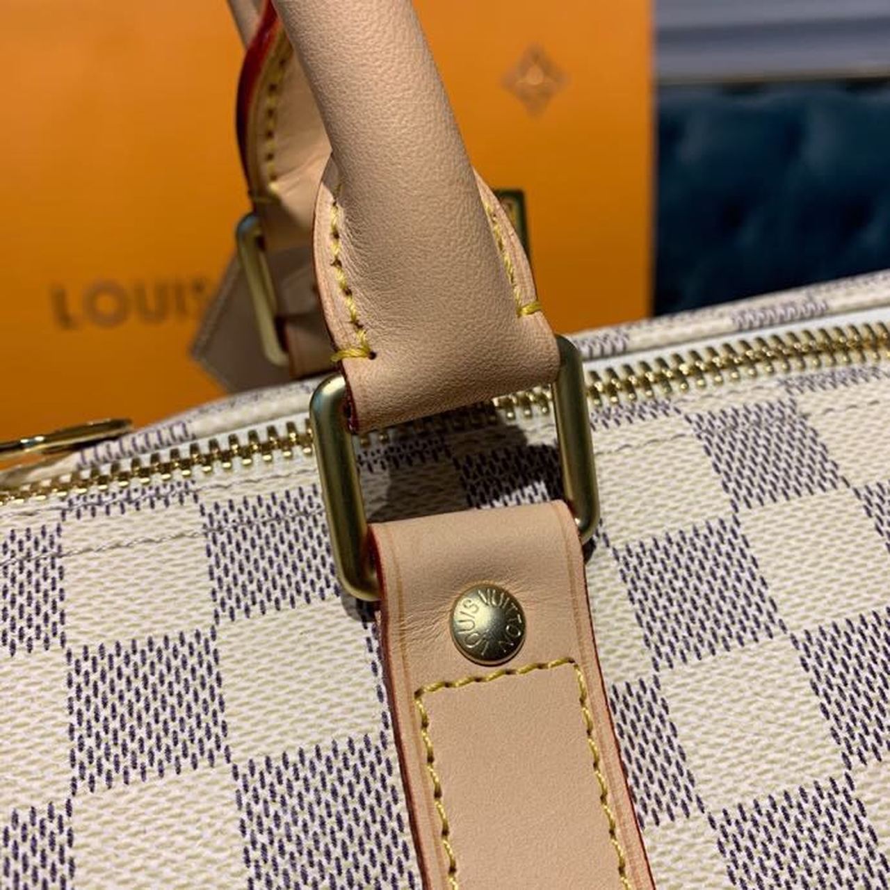 Louis Vuitton Keepall Bandouliere 55 Damier Azur Canvas For Women, Women’s Handbags, Travel Bags 21.7in/55cm