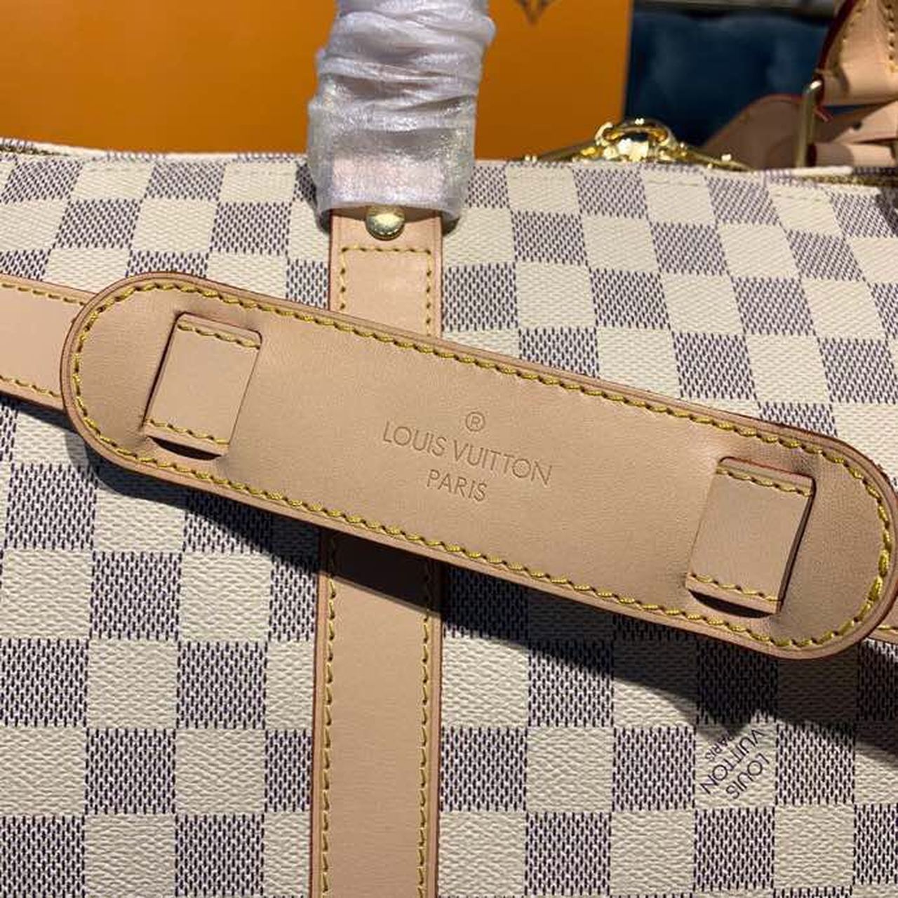 Louis Vuitton Keepall Bandouliere 55 Damier Azur Canvas For Women, Women’s Handbags, Travel Bags 21.7in/55cm