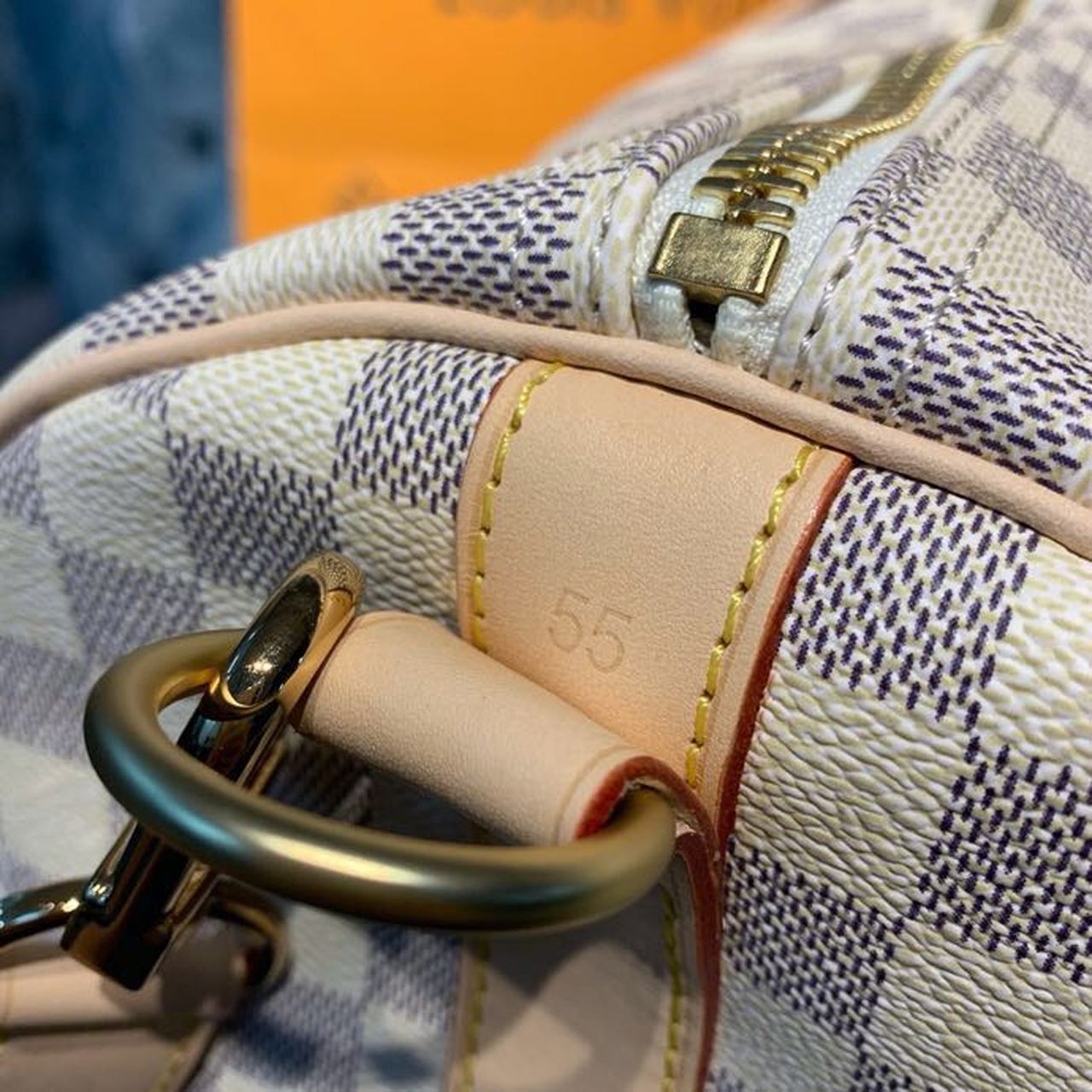 Louis Vuitton Keepall Bandouliere 55 Damier Azur Canvas For Women, Women’s Handbags, Travel Bags 21.7in/55cm