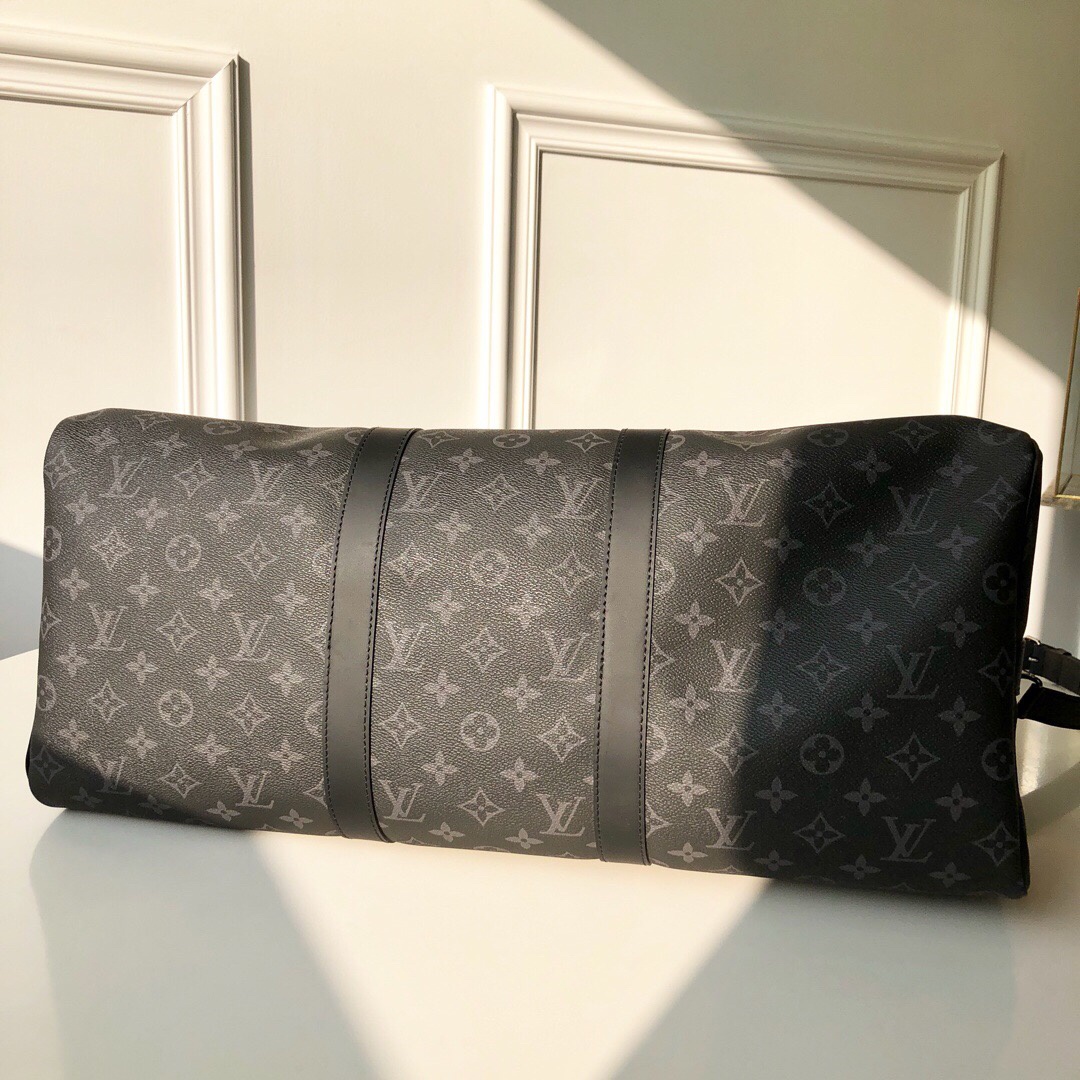 Louis Vuitton Keepall Bandouliere 55 Monogram Eclipse Canvas For Men, Men’s Bags, Travel Bags 21.7in/55cm