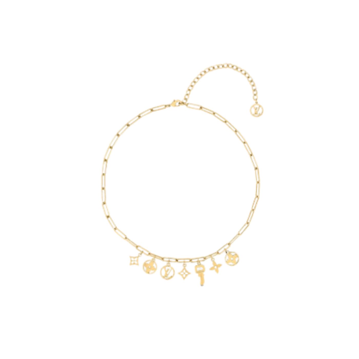 Louis Vuitton Key Big Chain Necklace Gold Tone For Women