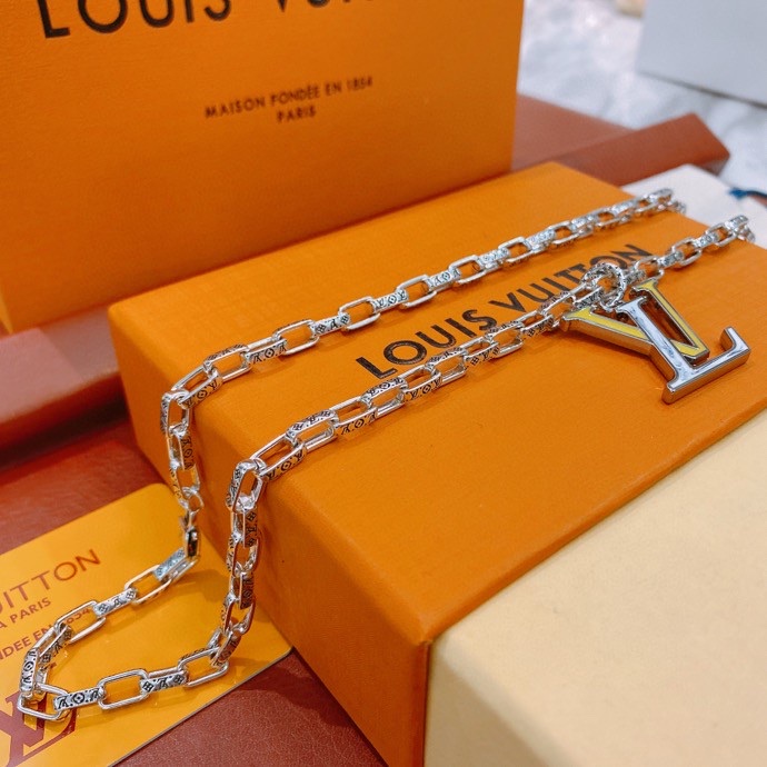 Louis Vuitton Letter Necklace Silver For Women