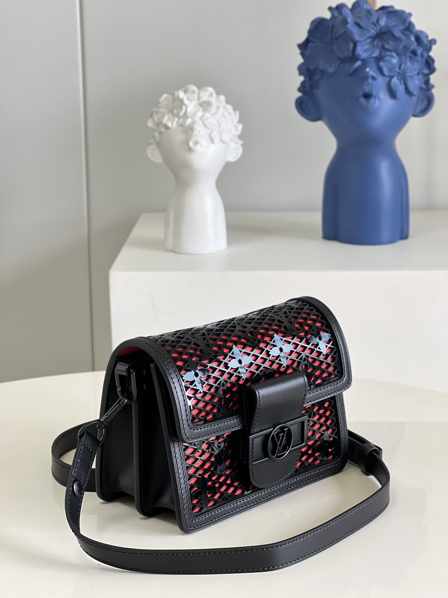 Louis Vuitton Limited Mini Dauphine Bags By Nicolas Ghesquière With Monogram Lace Black For Women 20cm