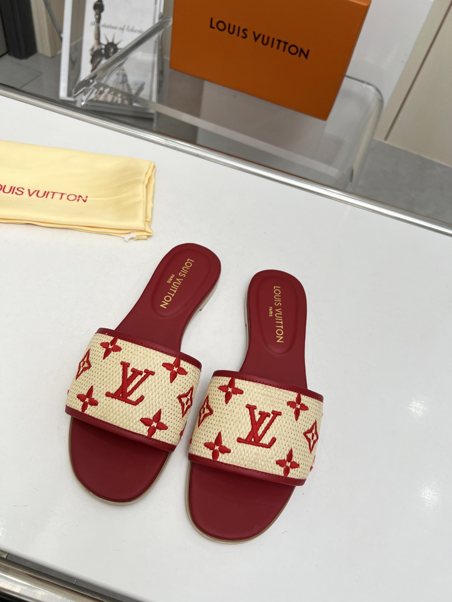 Louis Vuitton Lock It Flat Mule Red For Women