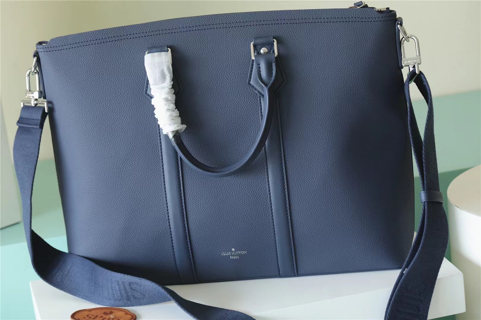 Louis Vuitton Lock It Tote Bag Blue For Men 16.9in/43cm